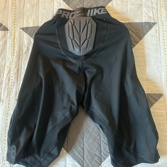 Nike Pro Black Compression Shorts with Gray Padding Football Girdle - Picture 5 of 8